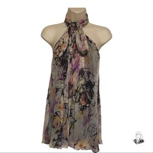 Zara Basic Floral abstract Button Halter Top size Small